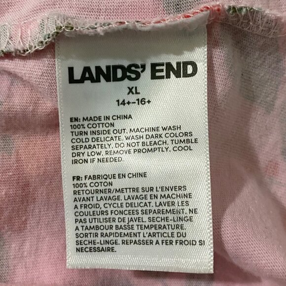 Lands End Girls Dress XL Pink Fruit Print Oranges Florida Vibes Vacation Spring - Picture 6 of 7